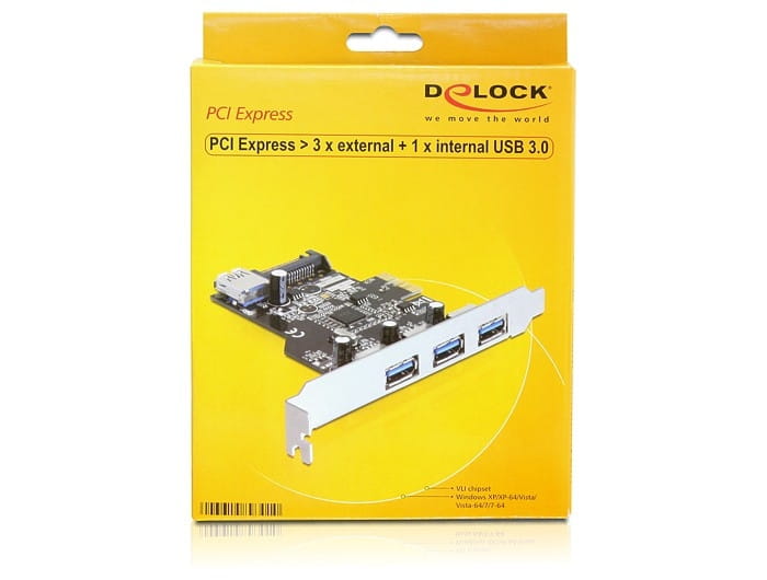 Delock PCI Express Card > 3 x external + 1 x internal USB 3.0