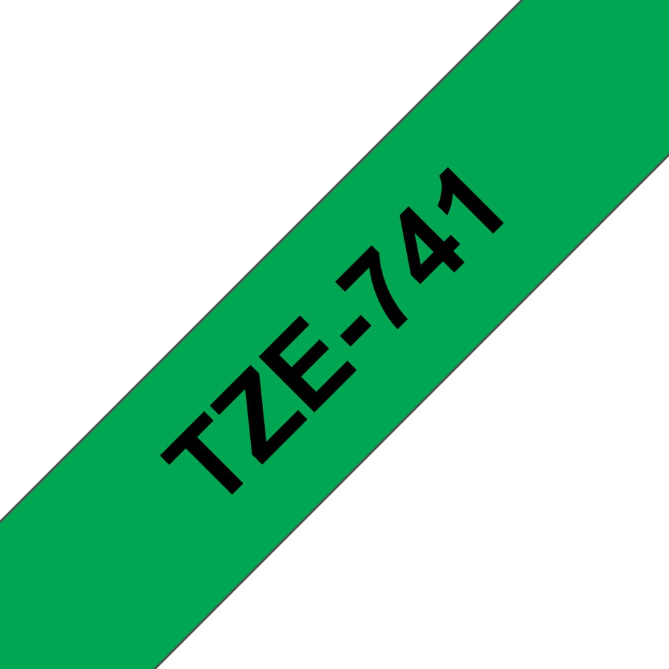 Brother TZe-741 - Selbstklebend - Schwarz auf Grün - Rolle (1,8 cm x 8 m)