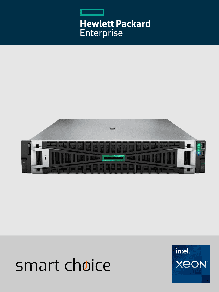 HPE ProLiant DL380 Gen11 Server - 1 x Xeon Silver 4510 / 2.4 GHz - RAM: 2x 32 GB DDR5 - Drive: 2x 8 TB SATA HDD - Netzteil: 2x 1000W - MR416i-p Controller (Smart Choice)