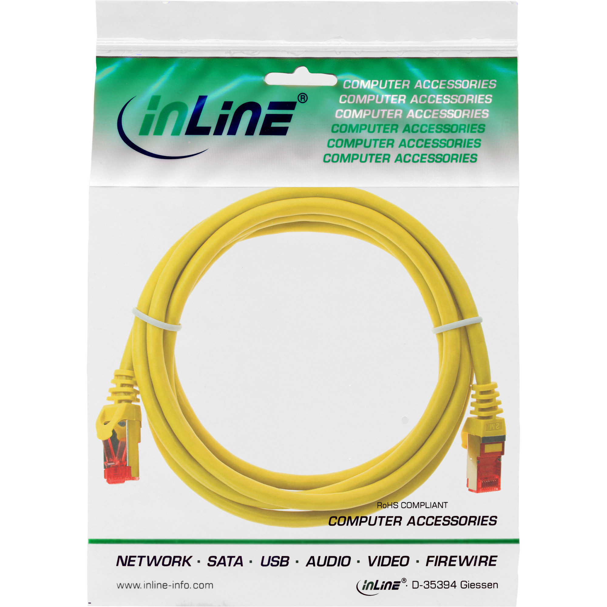 InLine Patchkabel - S/FTP (PiMf) - Cat.6 - 250MHz - PVC - CCA - gelb - 0,5m