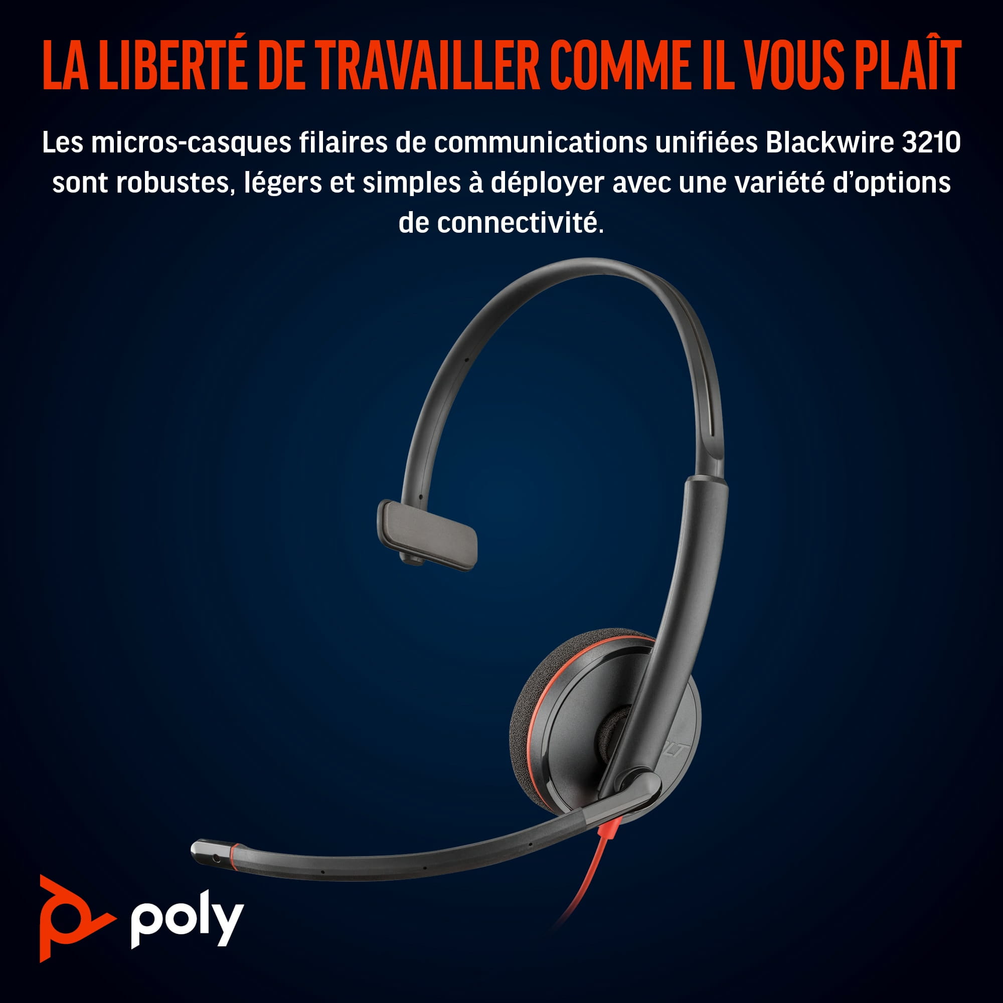 HP Poly Blackwire 3210 - Blackwire 3200 Series - Headset HP Poly Blackwire 3210 - Blackwire 3200 Series - Headset