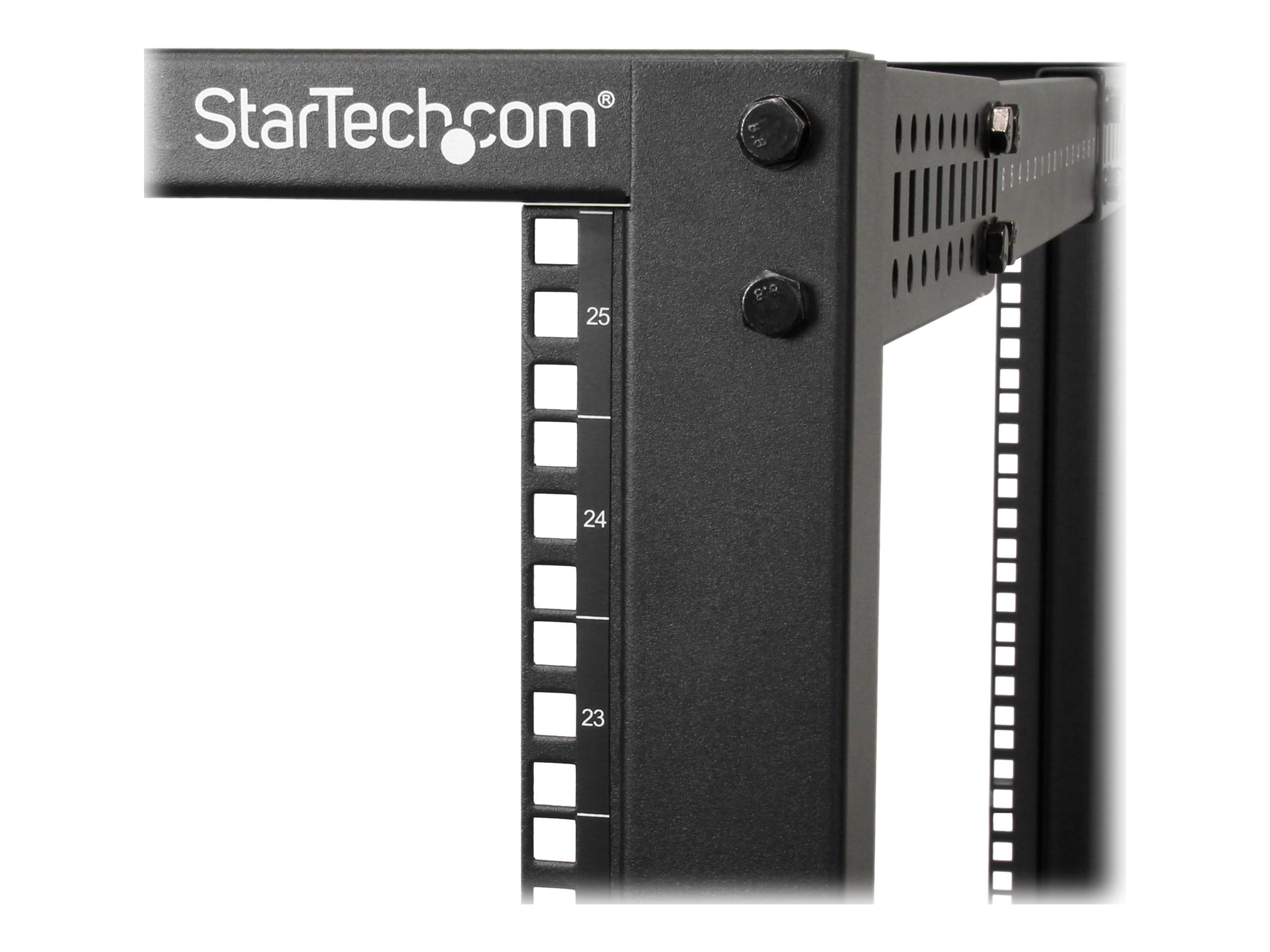 StarTech.com Open Frame Rack 25HE - 4 Pfosten Serverschrank - 58 cm - 104 cm tiefenverstellbar mit Rollen / Nivellierfüße und Kabelverwaltung (4POSTRACK25U)