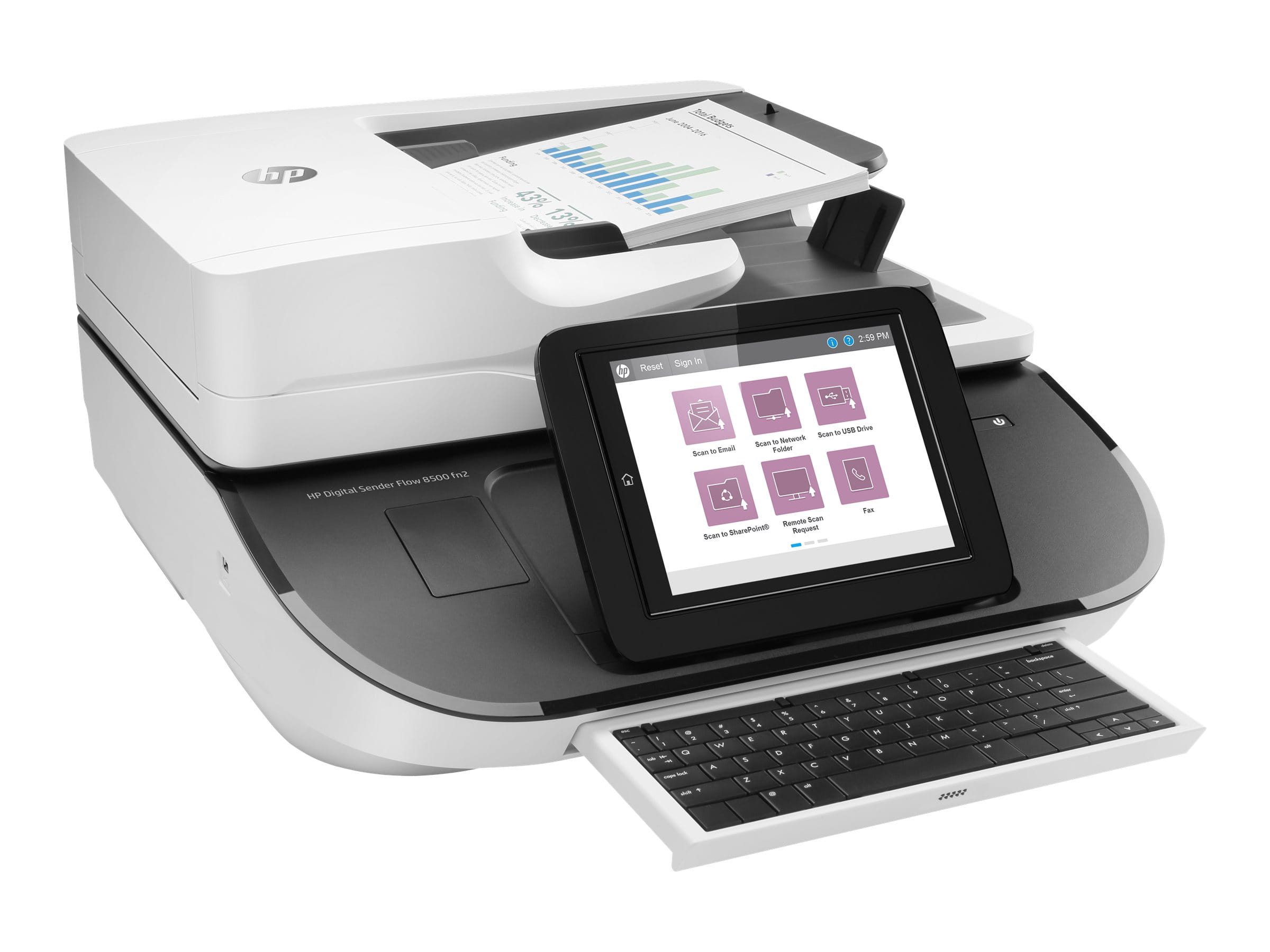 HP Digital Sender Flow 8500fn2 - Dokumentenscanner - Flachbett: CCD / ADF: CIS - Duplex - 216 x 864 mm - 600 dpi x 600 dpi - bis zu 92 Seiten/Min. (einfarbig)