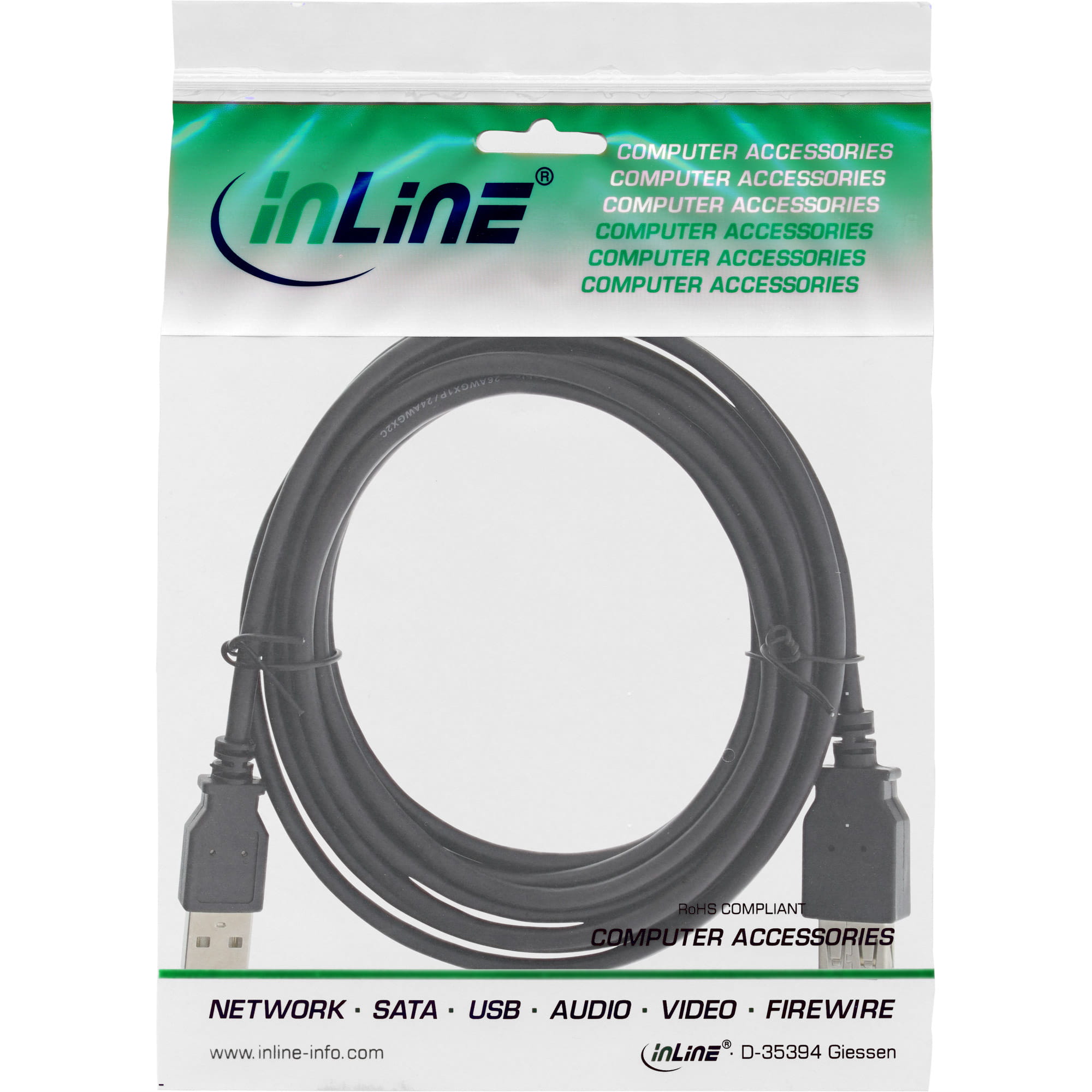 InLine USB 2.0 Verlängerung - Stecker / Buchse - Typ A - schwarz - 5m