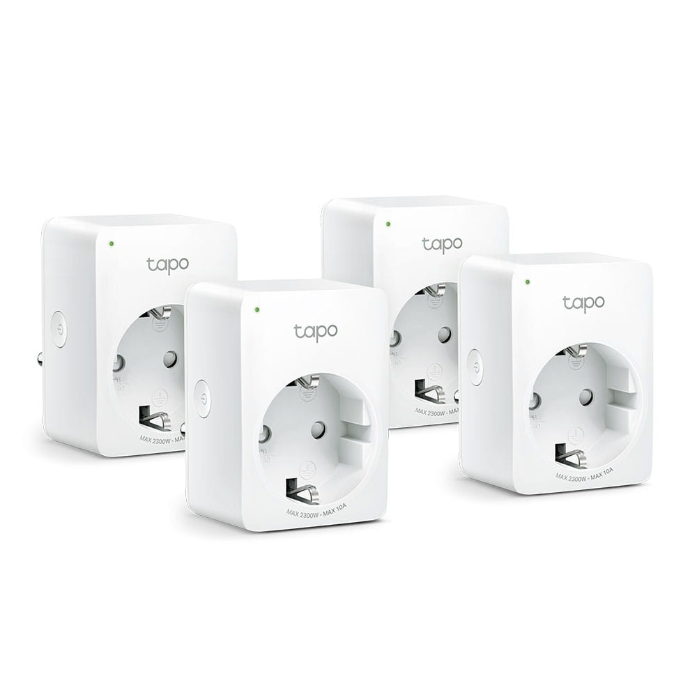 TP-LINK Tapo P100 V1 - Smart-Stecker - kabellos - 802.11b/g/n, Bluetooth 4.2 - 2.4 Ghz (Packung mit 4)