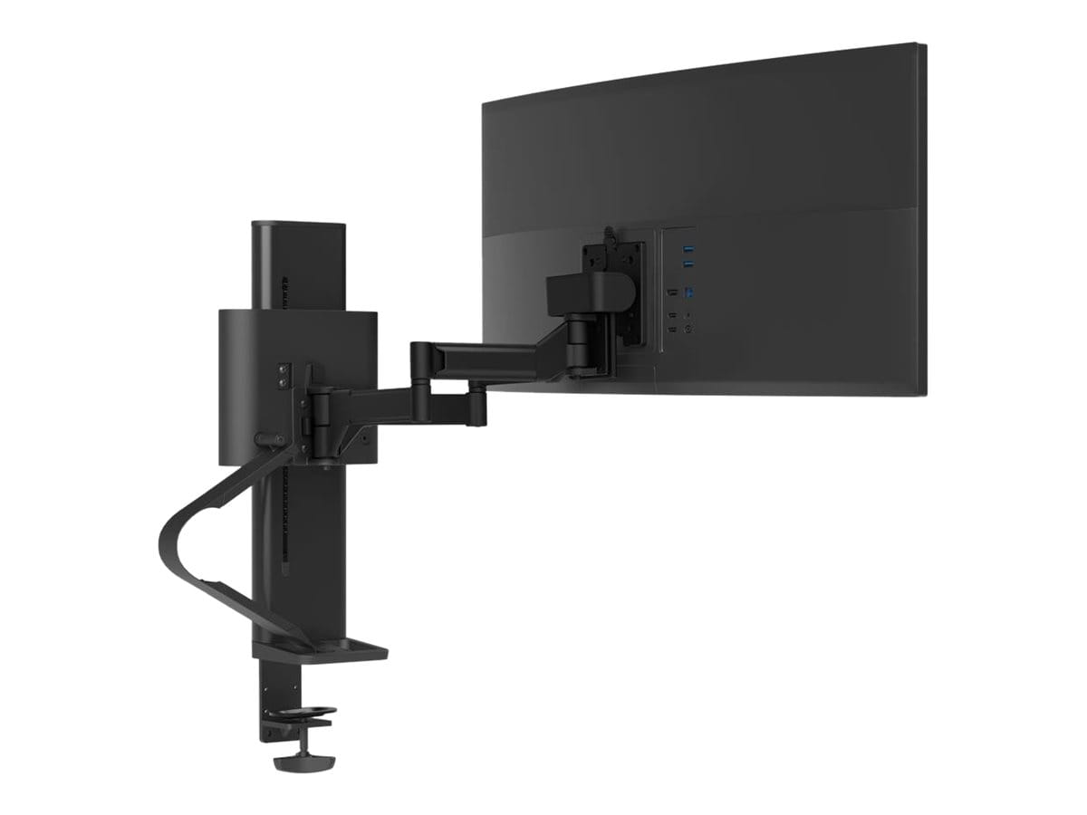 Ergotron TRACE - Befestigungskit (Pivot, Basis, VESA-Abstandshalter, Hubsäule, Verlängerungsarm, 2-teilige Tischklemme) - Konstante Krafttechnologie - für LCD-Display - mattschwarz - Bildschirmgröße: 54.6-96.5 cm (21.5-38")