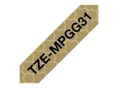 Brother TZe-MPGG31 - Schwarz auf goldenen Geometriemustern - Rolle (1,2 cm x 4 m)