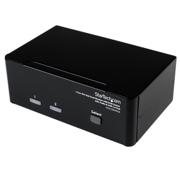 StarTech.com Dual DVI VGA 2 Port Monitor Audio Switch 2-fach KVM Umschalter USB 2.0 1920x1200 - 2 x USB 2.0 4 x DVI-I 4 x Klinke (Buchse)