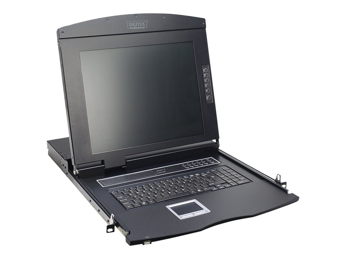 DIGITUS 17" LCD KVM-Konsole, 8-Port VGA, italienische Tastatur