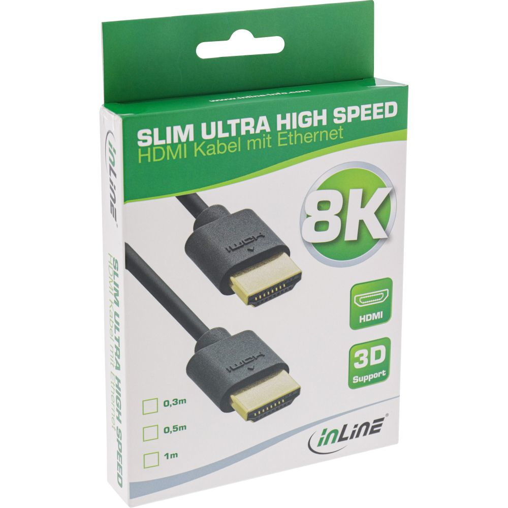 InLine Slim Ultra High Speed HDMI Kabel - 8K4K - Stecker / Stecker - 1m
