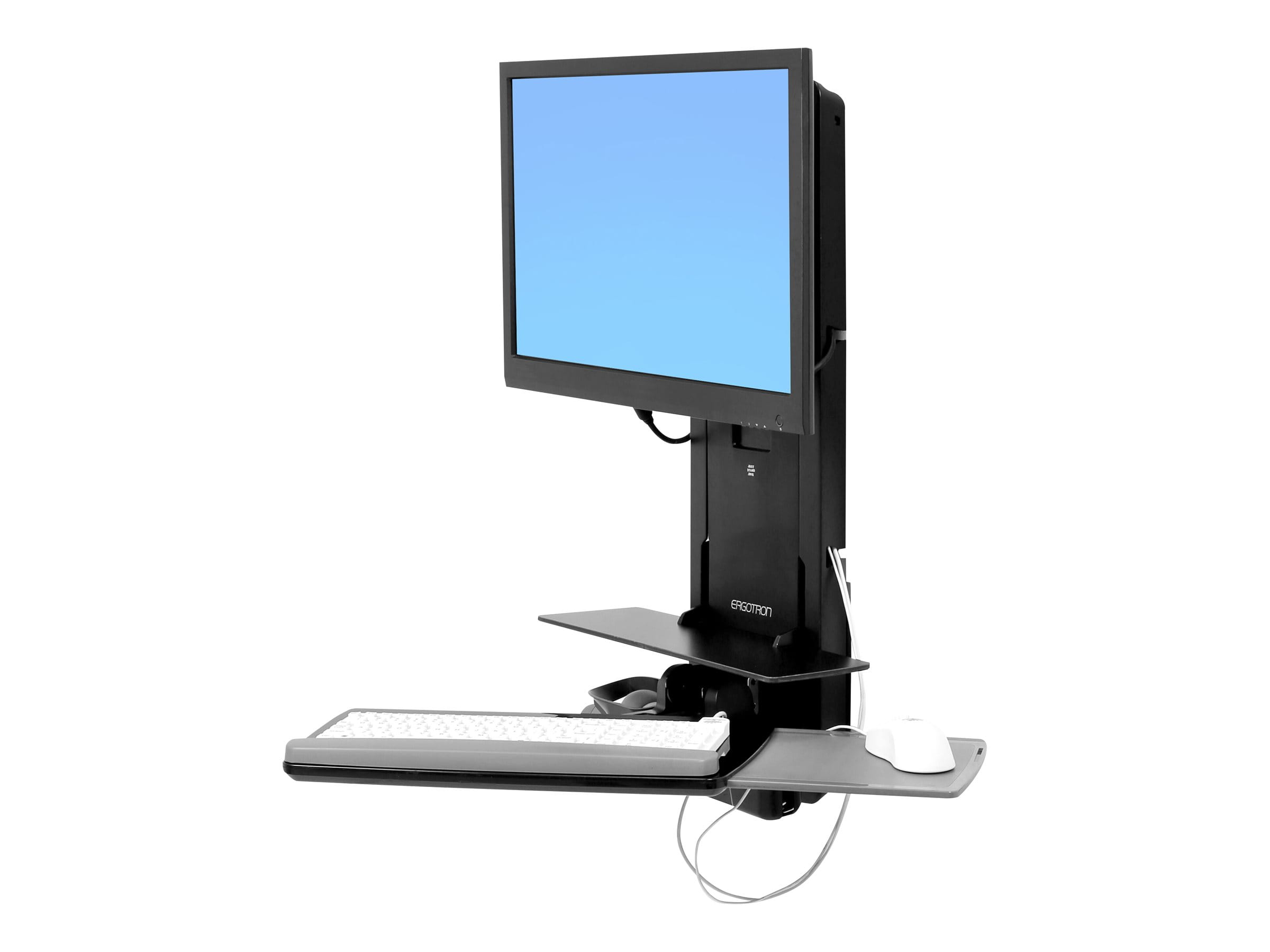 Ergotron Sit-Stand Vertical Lift, Patient Room - Befestigungskit (Handgelenkkissen, Maushalterung, vertikale Verstellschiene, Barcode-Scanner-Halter, Tastatur-Tablett, Monitorarm, Mausablage zum Herausziehen)