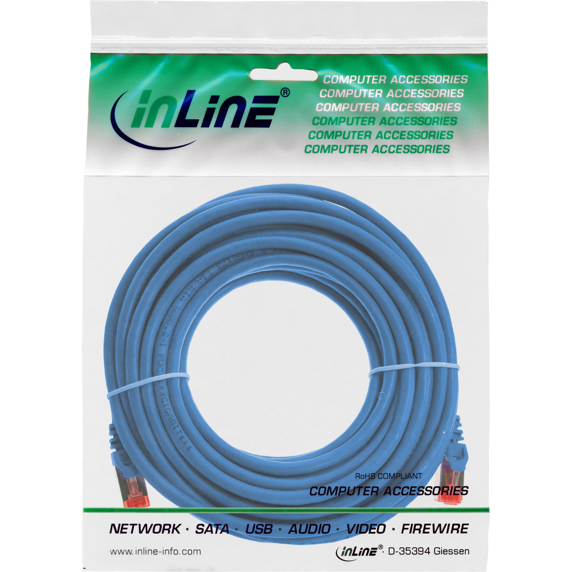 InLine Patchkabel - S/FTP (PiMf) - Cat.6 - 250MHz - PVC - CCA - blau - 10m