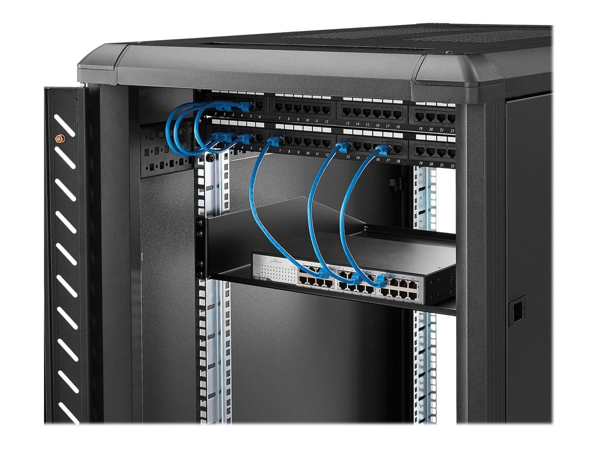 StarTech.com 2 HE 19 Fest montierbarer Schwerlast Fachboden für Server Rack/ Schrank bis 56 Kg - Fachboden für Serverschrank 45cm Tief - Rack - Regal - Schwarz - 2U - 48.3 cm (19")