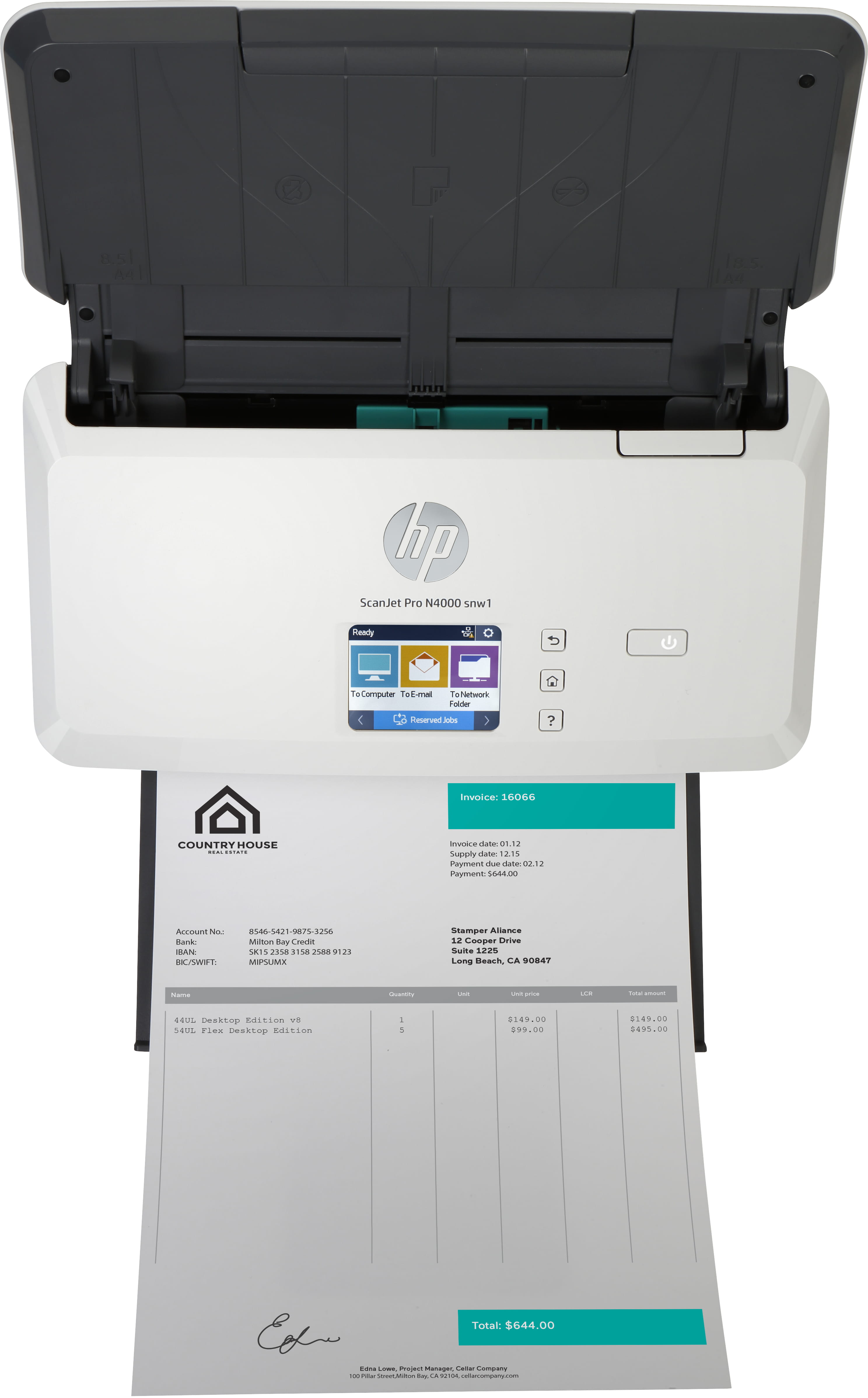 HP Scanjet Pro N4000 snw1 Sheet-feed - Dokumentenscanner - CMOS / CIS - Duplex - 216 x 3100 mm - 600 dpi x 600 dpi - bis zu 40 Seiten/Min. (einfarbig)