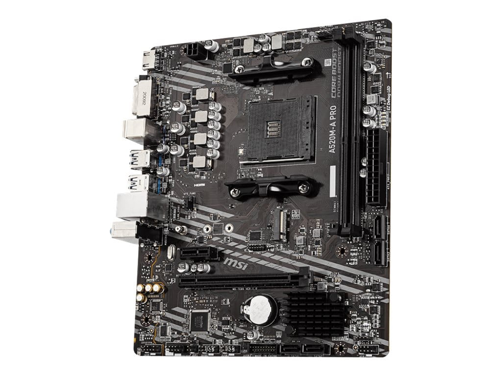 MSI A520M-A PRO - Motherboard - micro ATX - Socket AM4 - AMD A520 Chipsatz - USB 3.2 Gen 1 - Gigabit LAN - Onboard-Grafik (CPU erforderlich)