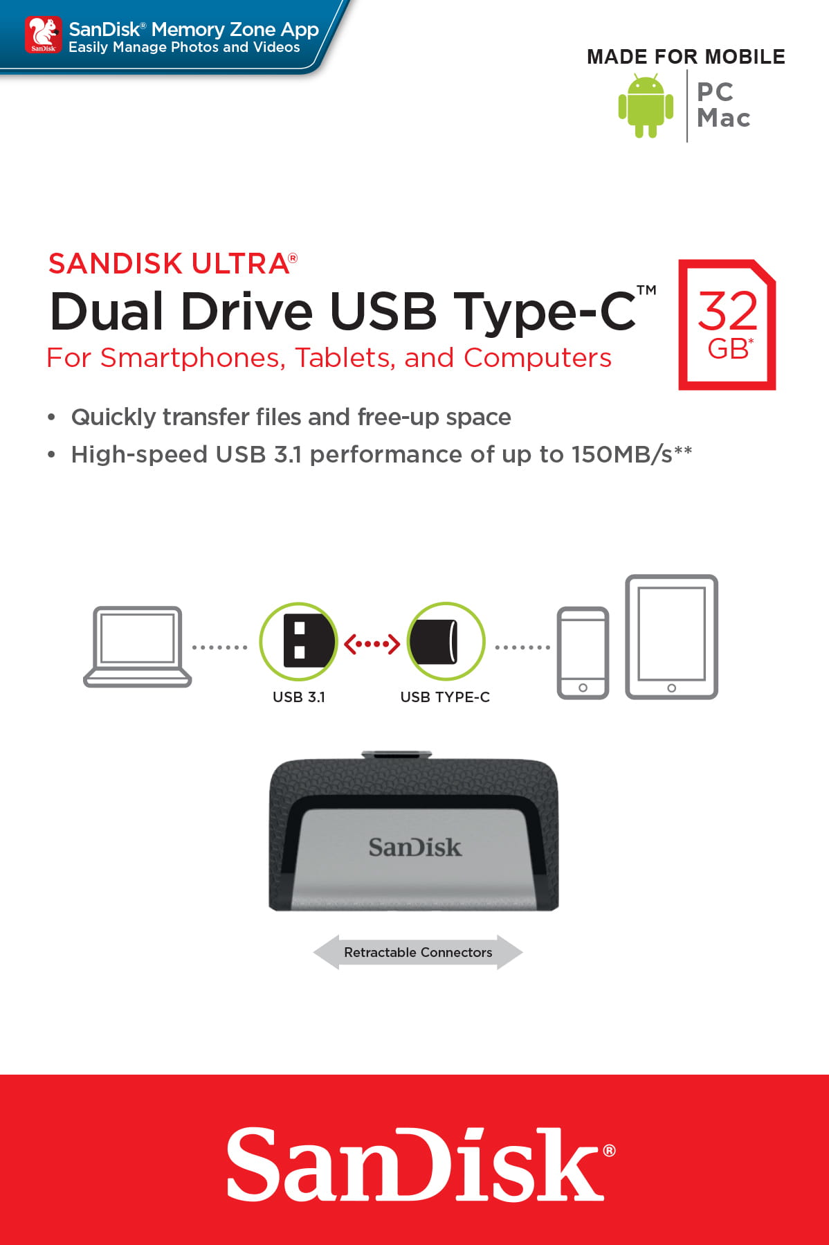 SanDisk Ultra Dual - USB-Flash-Laufwerk - 32 GB