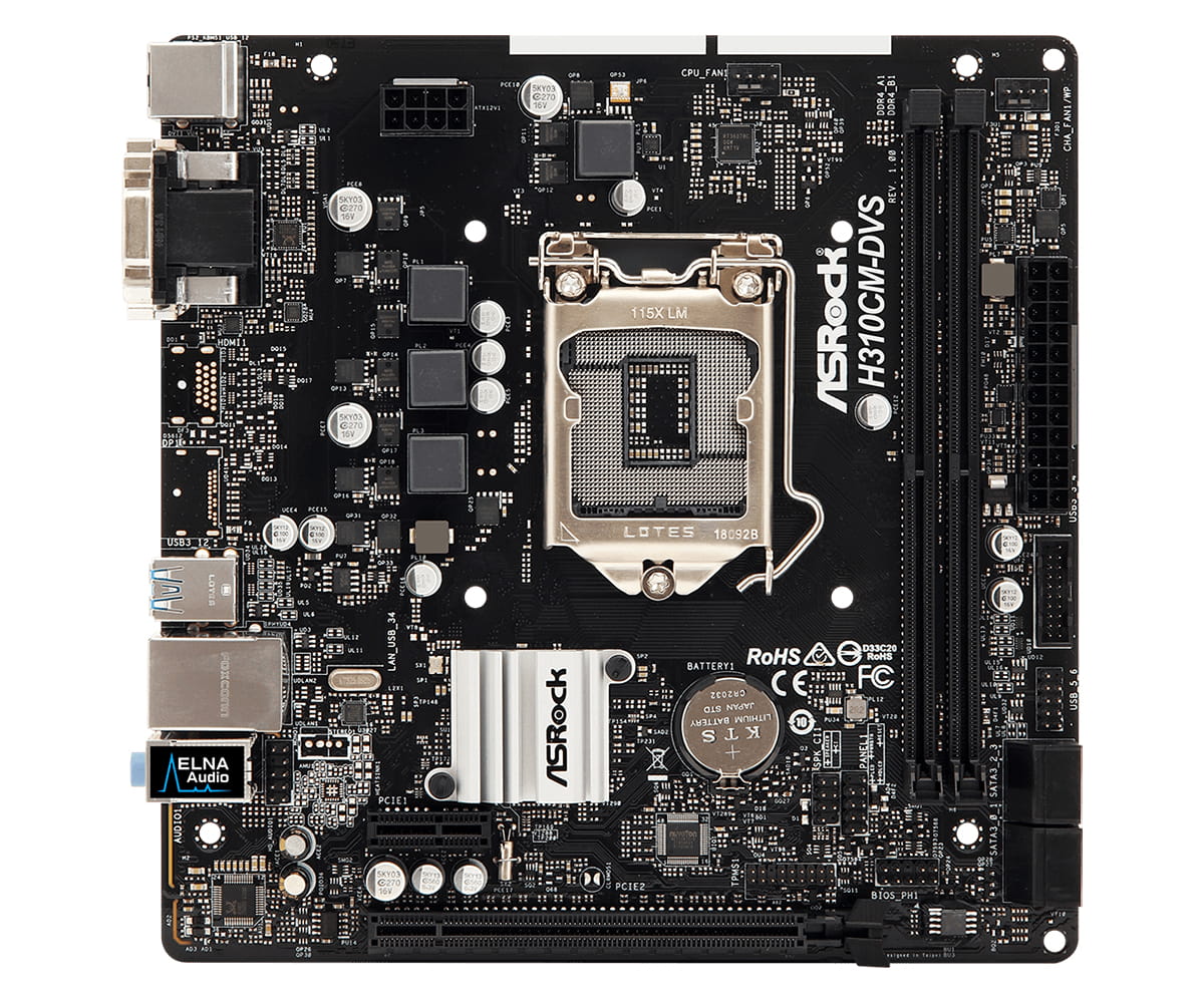 ASRock H310CM-DVS - Motherboard - micro ATX - LGA1151 Socket - H310 Chipsatz - USB 3.1 Gen 1 - Gigabit LAN - Onboard-Grafik (CPU erforderlich)