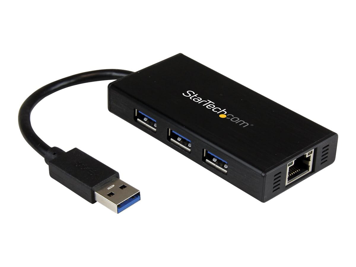 StarTech.com 3 Port USB 3.0 Hub mit Gigabit Ethernet Adapter aus Aluminum