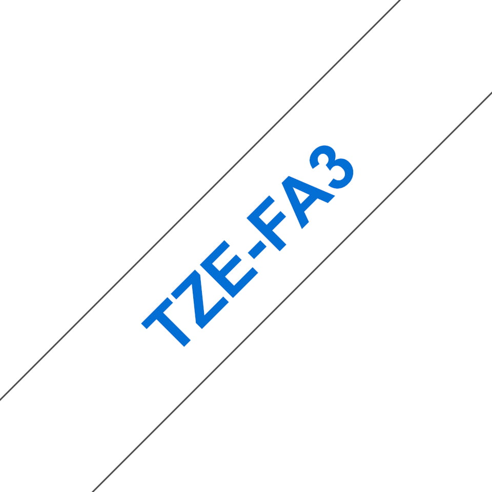 Brother TZe-FA3 - Gewebe - Klebstoff - blau auf weiß - Rolle (1,2 cm x 3 m)