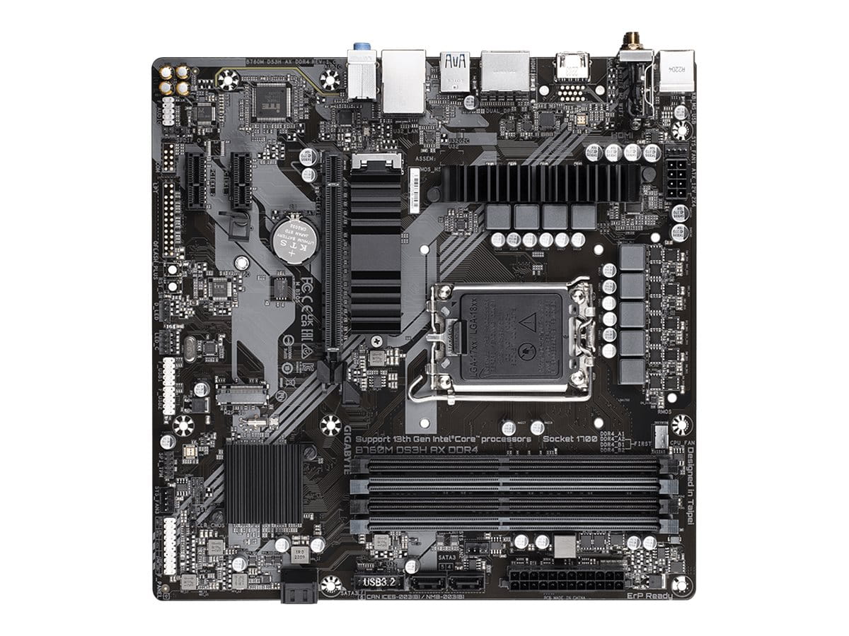 Gigabyte B760M DS3H AX DDR4 - 1.X - Motherboard - micro ATX - LGA1700-Sockel - B760 Chipsatz - USB-C 3.2 Gen2, USB 3.2 Gen 1 - 2.5 Gigabit LAN, Wi-Fi 6E, Bluetooth - Onboard-Grafik (CPU erforderlich)