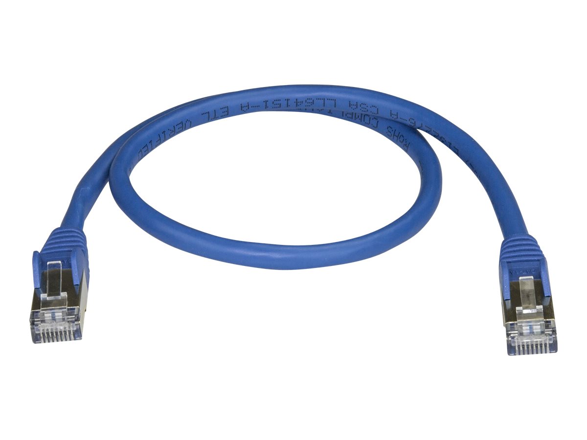 StarTech.com 50cm CAT6A Ethernet Cable, 10 Gigabit Shielded Snagless RJ45 100W PoE Patch Cord, CAT 6A 10GbE STP Network Cable w/Strain Relief, Blue, Fluke Tested/UL Certified Wiring/TIA - Category 6A - 26AWG (6ASPAT50CMBL)