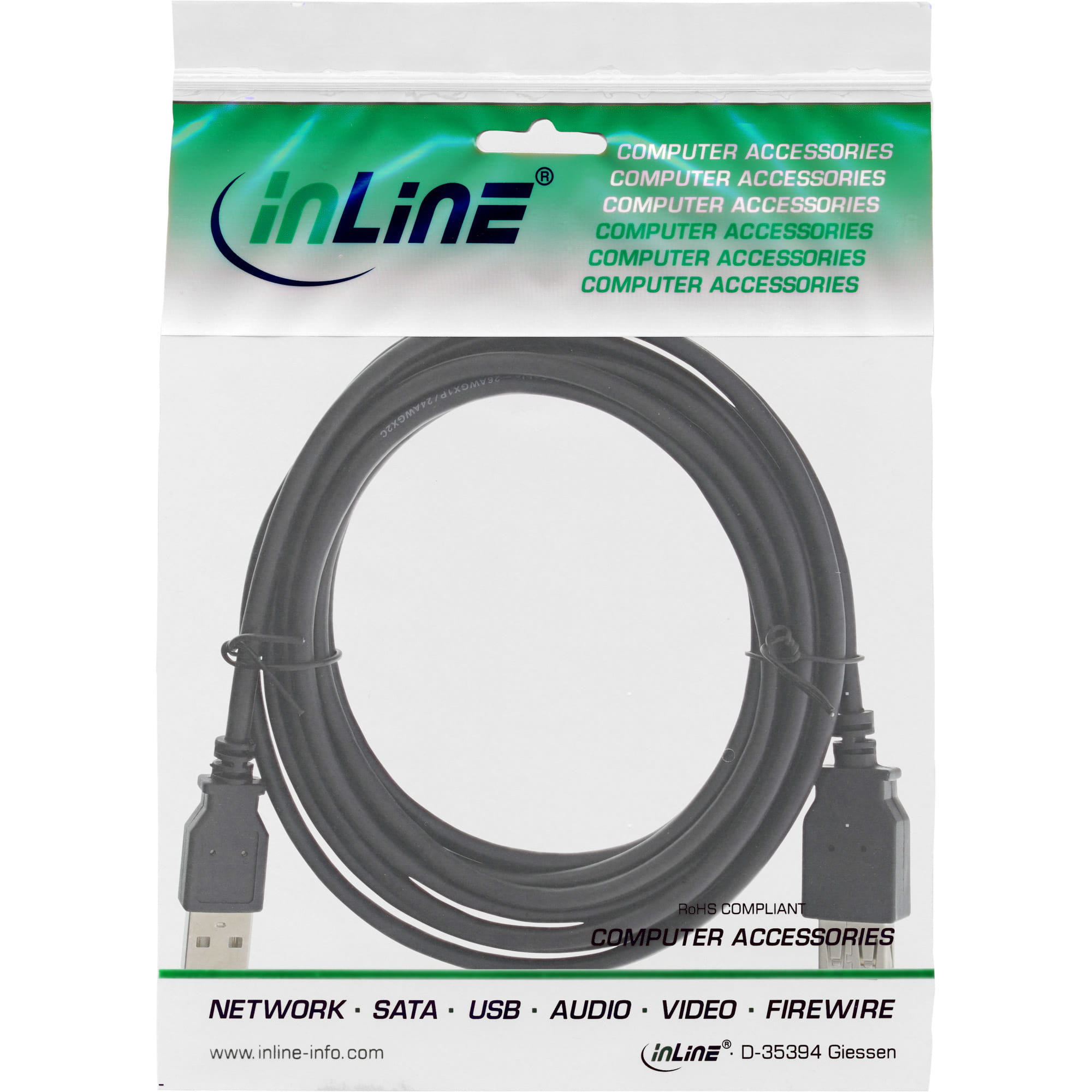 InLine USB 2.0 Verlängerung - Stecker / Buchse - Typ A - schwarz - 5m