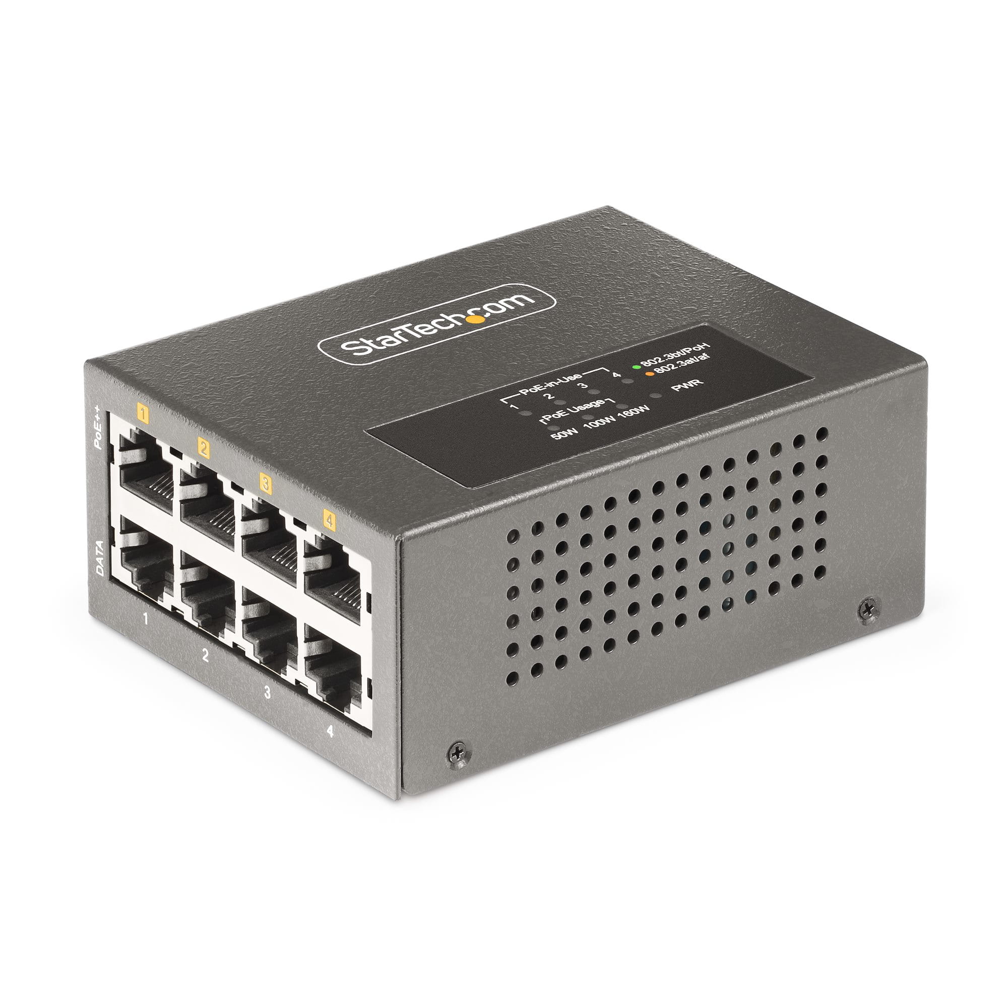 StarTech.com 4-Port Multi-Gigabit PoE++ Injector, 5/2.5G Ethernet (NBASE-T)