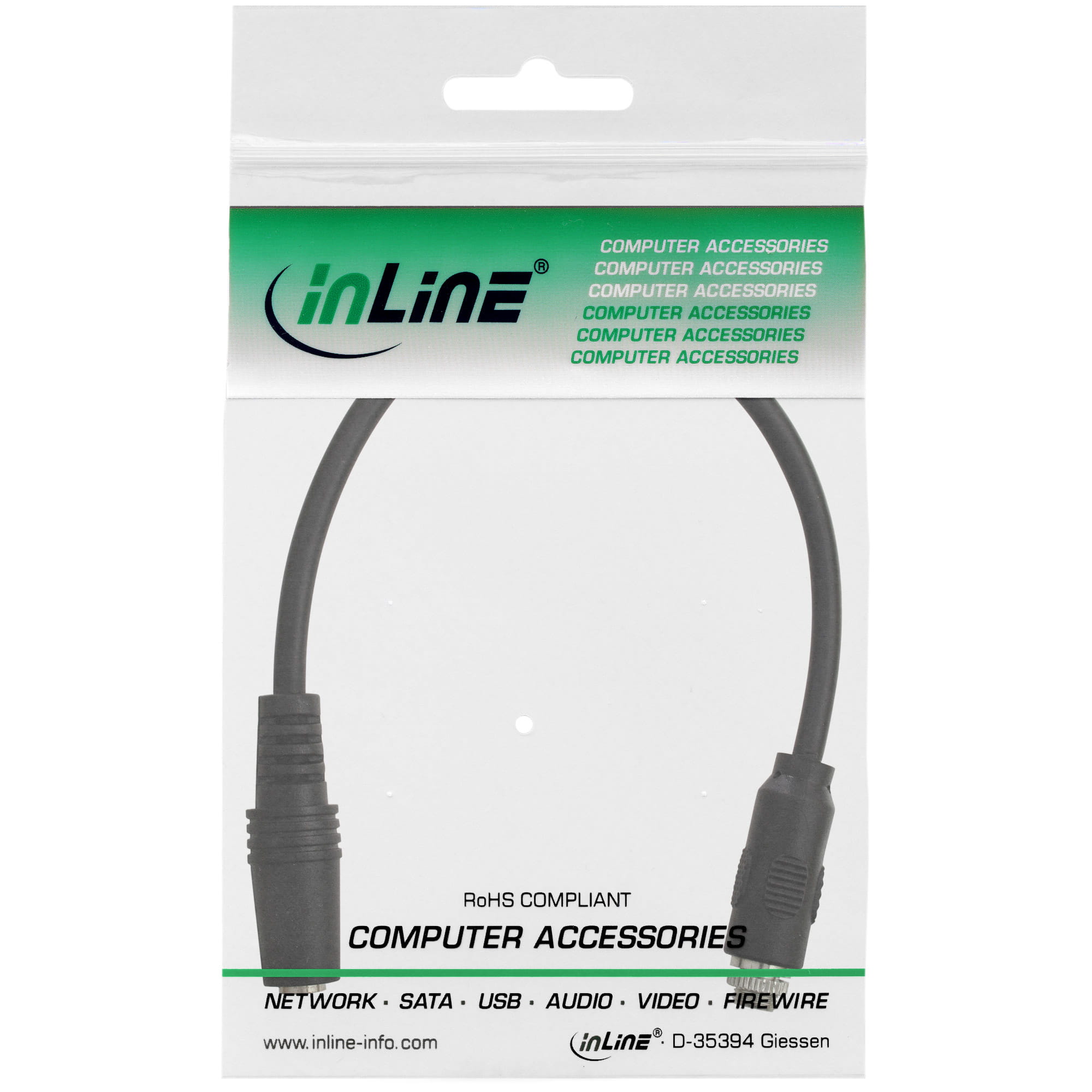 InLine Audio Adapterkabel zum Einbau 1x mit Gewinde - 3,5mm Stereo BU/BU - 0,2m