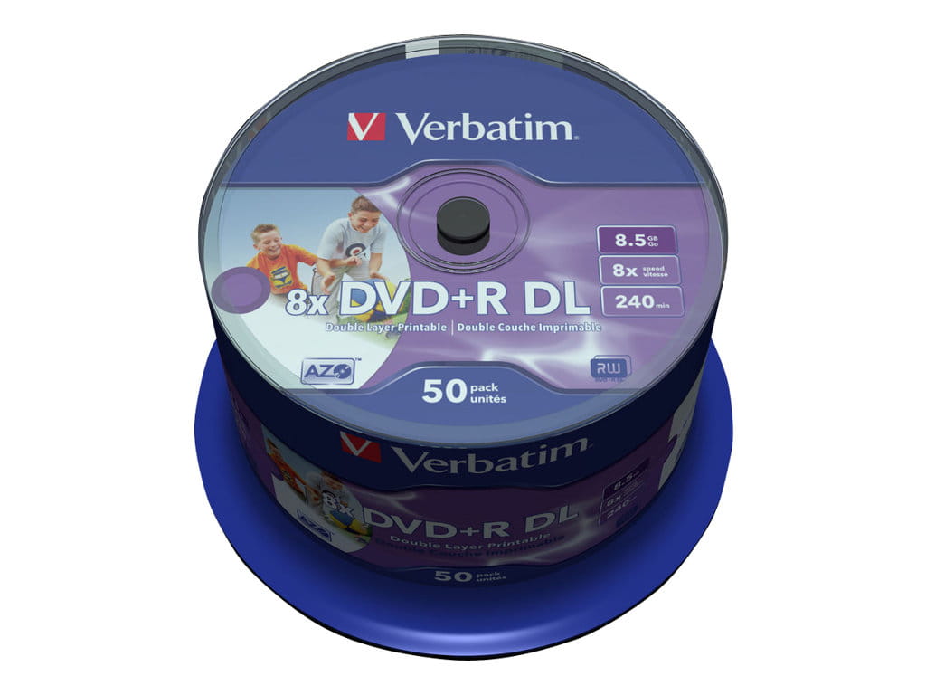Verbatim 50 x DVD+R DL - 8.5 GB 8x - mit Tintenstrahldrucker bedruckbare Oberfläche