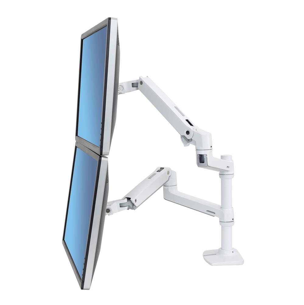 Ergotron LX Dual Stacking Arm - Befestigungskit für 2 LCD-Displays - Aluminium, Stahl - weiß - Bildschirmgröße: bis zu 61 cm (bis zu 24 Zoll)