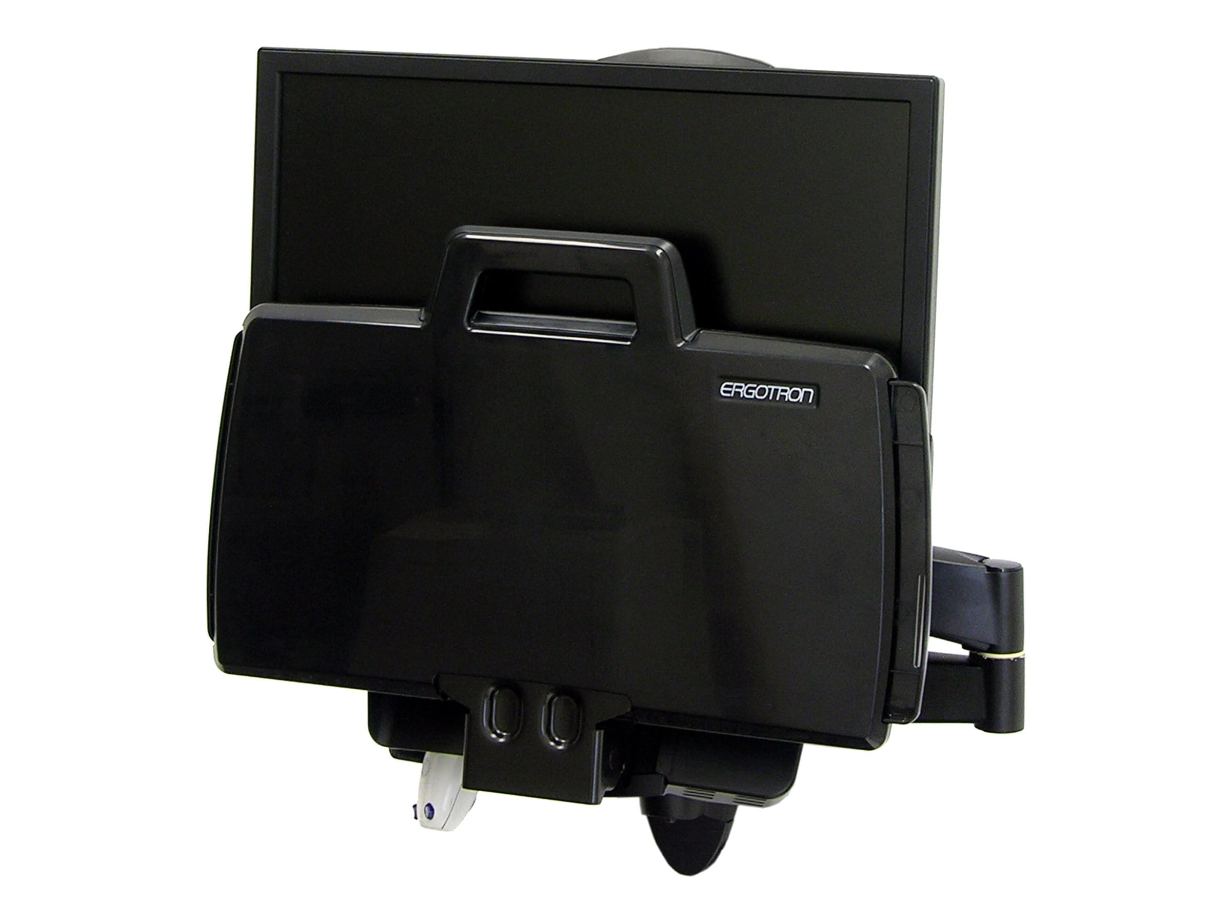 Ergotron 200 Series - Befestigungskit (Gelenkarm, Barcode-Scanner-Halter, Tastaturablage mit linker/rechter Mausablage) - für LCD-Display / PC-Ausrüstung - Stahl - Schwarz - Bildschirmgröße: bis zu 61 cm (bis zu 24 Zoll)