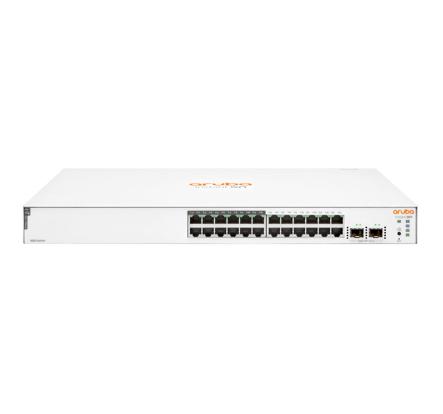 HPE Networking Instant On 1830 24G 12p Class4 PoE 2SFP 195W Switch - Switch - Smart - 12 x 10/100/1000 + 12 x 10/100/1000 (PoE+) - managed