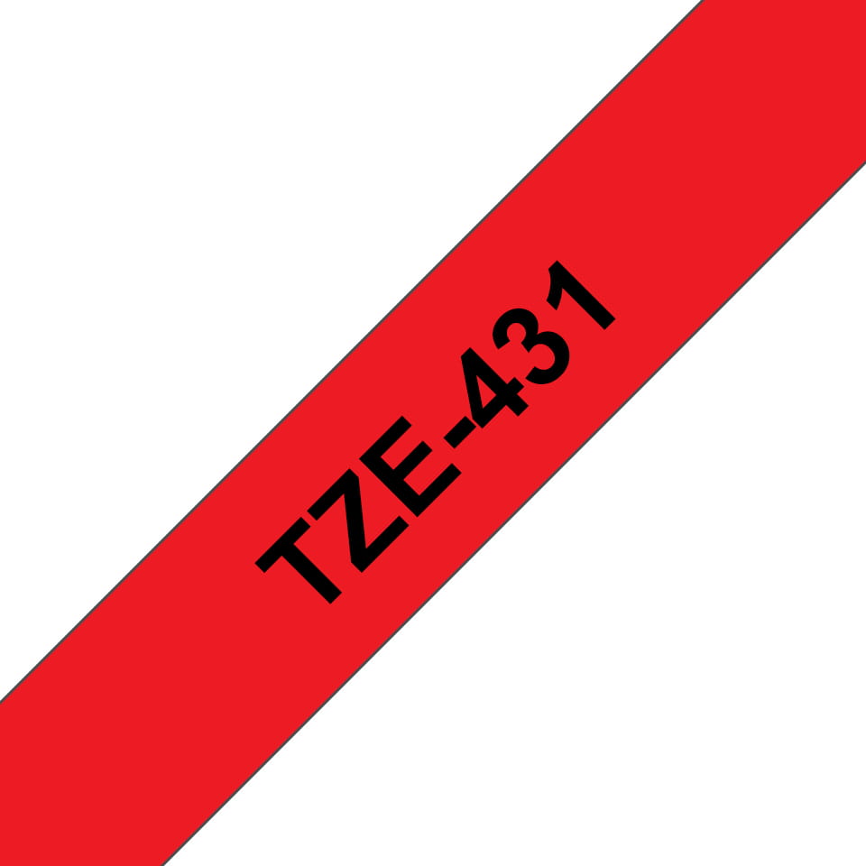 Brother TZe-431 - Schwarz auf rot - Rolle (1,2 cm x 8 m)
