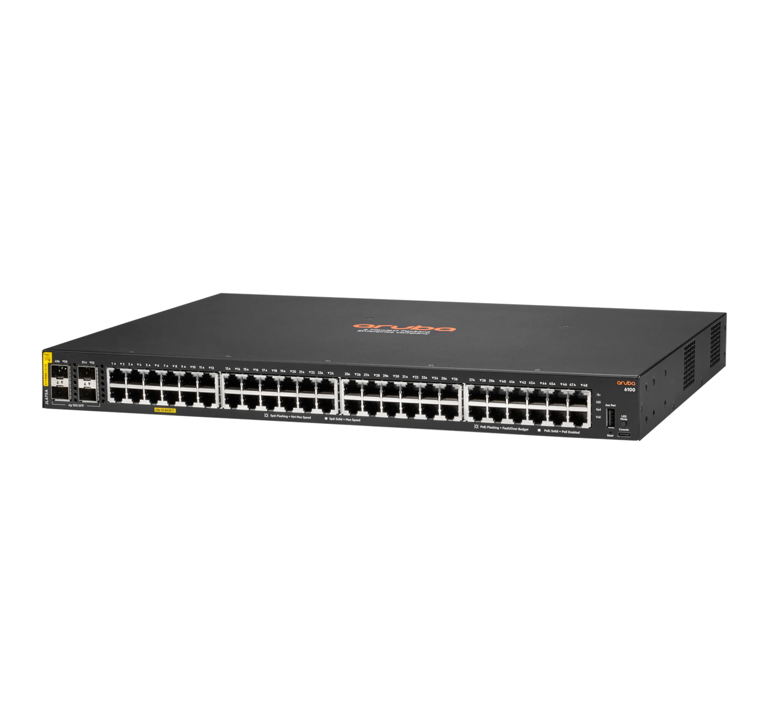 HPE Aruba 6100 48G Class4 PoE 4SFP+ 370W Switch - Switch - managed - 48 x 10/100/1000 (PoE+)