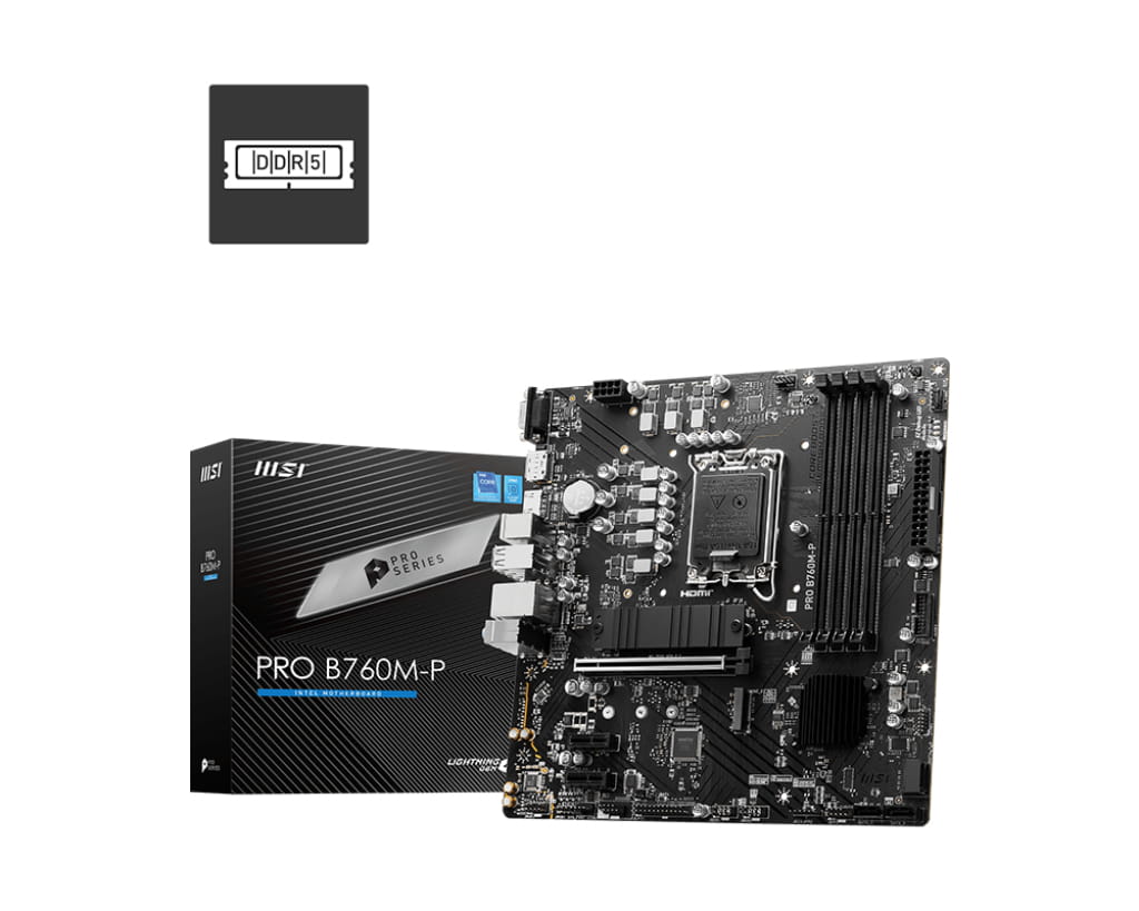 MSI PRO B760M-P - Motherboard - micro ATX - LGA1700-Sockel - B760 Chipsatz - USB 3.2 Gen 1, USB-C 3.2 Gen2 - Gigabit LAN - Onboard-Grafik (CPU erforderlich)