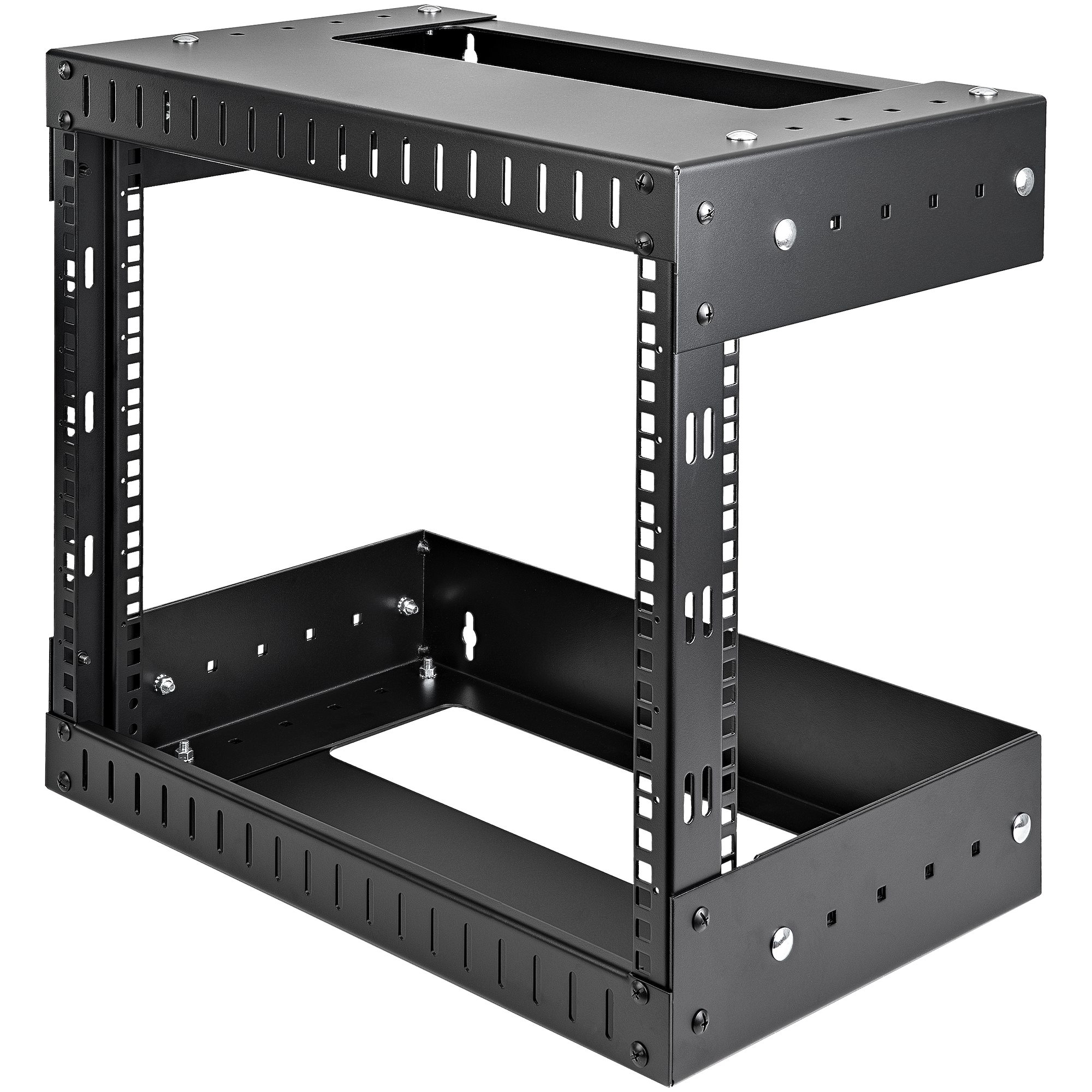 StarTech.com 8HE 19 Zoll Wand Netzwerk Rack - 2 Pfosten, offener Rahmen mit einstellbare Tiefe(30-50cm) Rack für AV/Daten/IT/Studio Geräete - inkl.Käfigmuttern und Schrauben (RK812WALLOA)