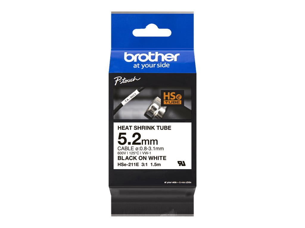 Brother HSe-211E - Schwarz auf Weiß - Rolle (0,52 cm x 1,5 m)