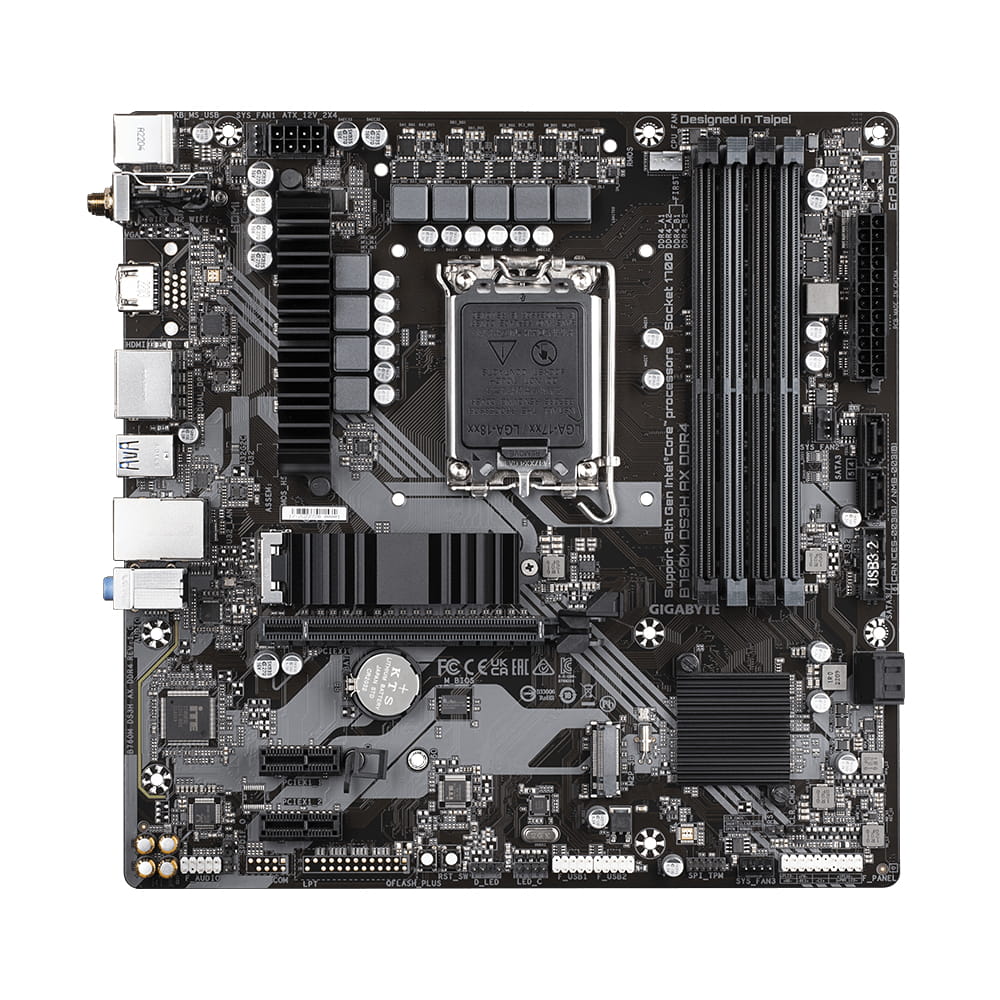 Gigabyte B760M DS3H AX DDR4 - 1.X - Motherboard - micro ATX - LGA1700-Sockel - B760 Chipsatz - USB-C 3.2 Gen2, USB 3.2 Gen 1 - 2.5 Gigabit LAN, Wi-Fi 6E, Bluetooth - Onboard-Grafik (CPU erforderlich)