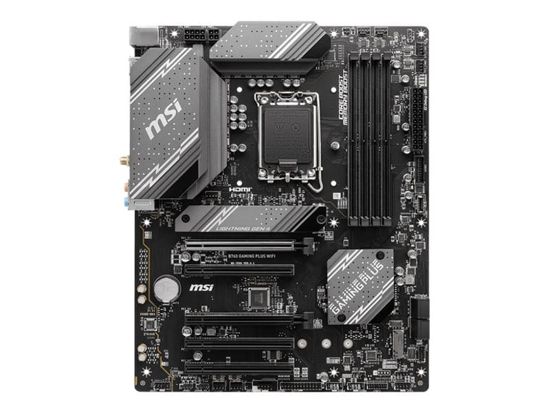 MSI B760 GAMING PLUS WIFI - Motherboard - ATX - LGA1700-Sockel - B760 Chipsatz - USB 3.2 Gen 1, USB 3.2 Gen 2, USB-C 3.2 Gen2 - 2.5 Gigabit LAN, Bluetooth, Wi-Fi - Onboard-Grafik (CPU erforderlich)