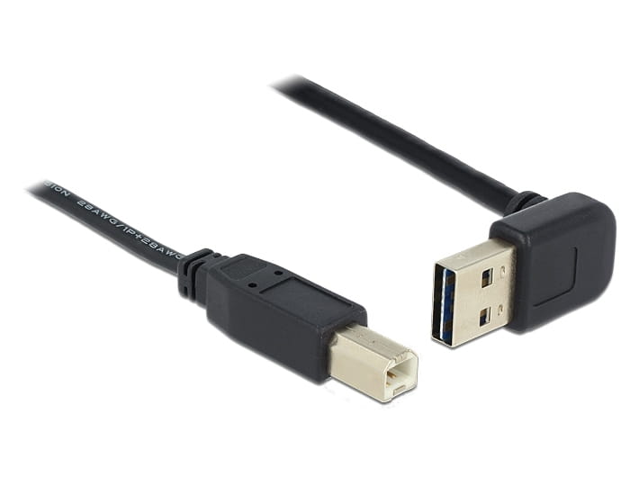 Delock Easy - USB-Kabel - USB (M) nach oben/unten abgewinkelt, doppelseitig bis USB Typ B (M)