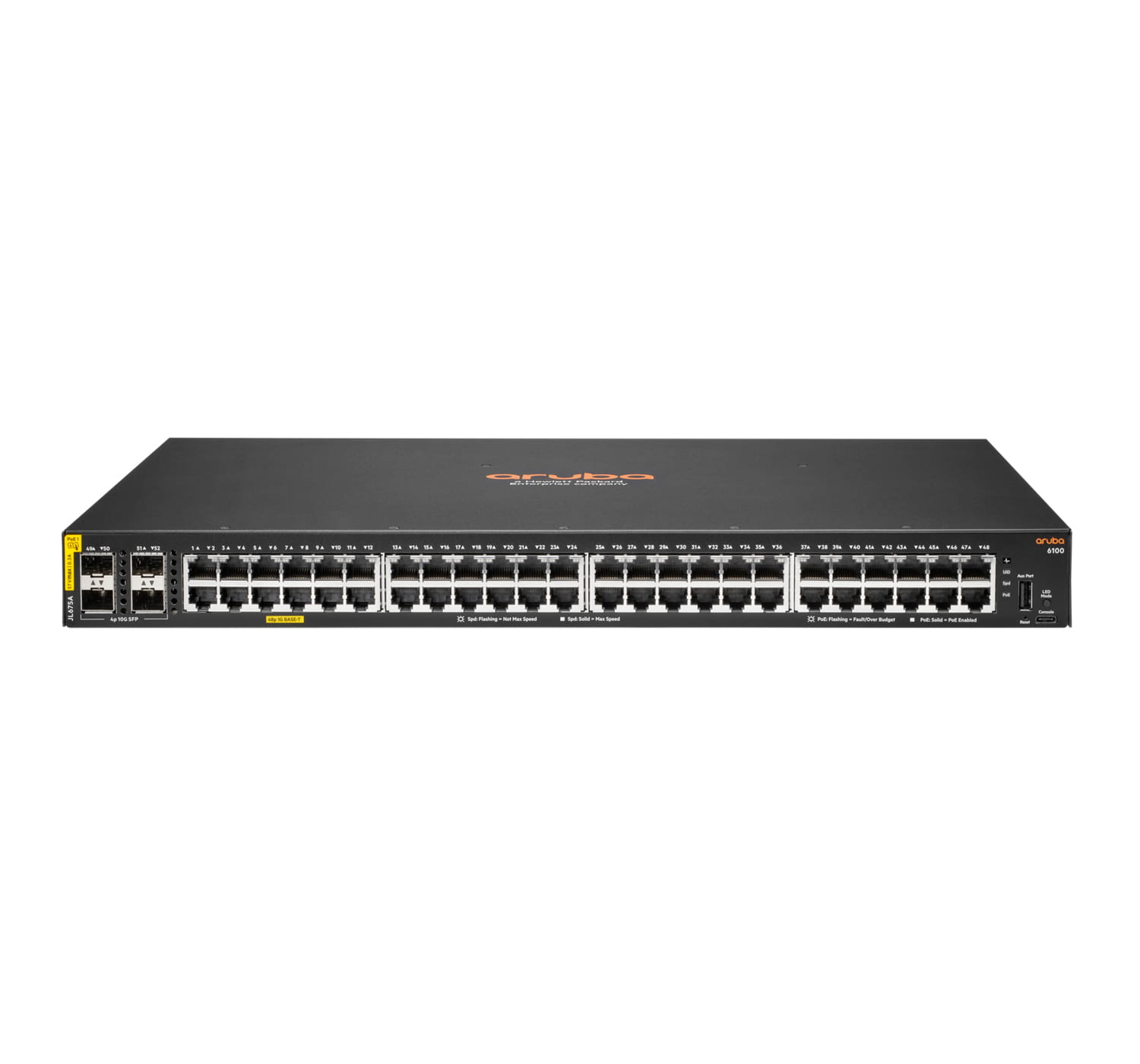 HPE Aruba 6100 48G Class4 PoE 4SFP+ 370W Switch - Switch - managed - 48 x 10/100/1000 (PoE+)