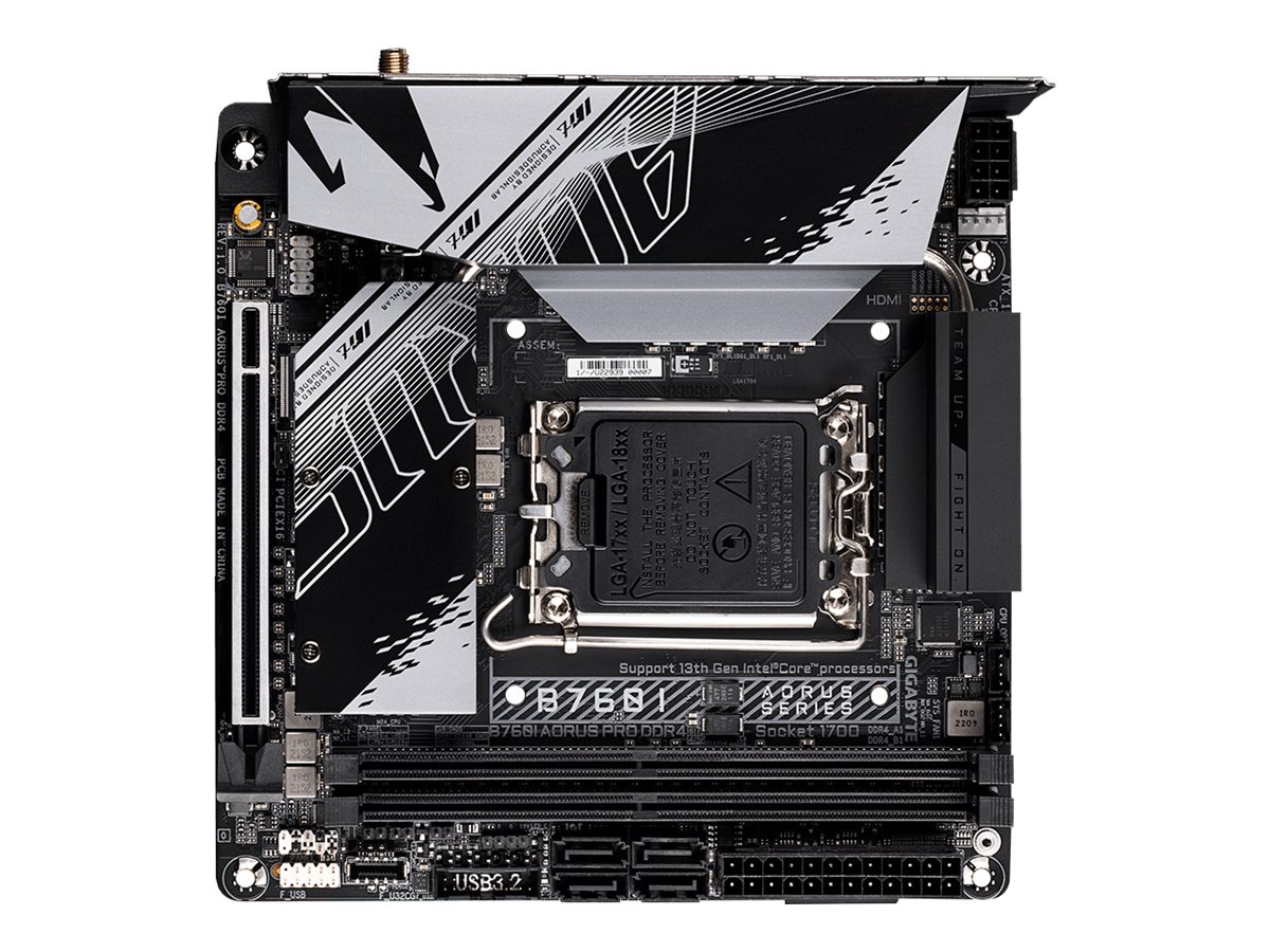 Gigabyte AORUS B760I PRO DDR4 - 1.0 - Motherboard - Mini-ITX - LGA1700-Sockel - B760 Chipsatz - USB-C 3.2 Gen2, USB-C 3.2 Gen 1, USB 3.2 Gen 2, USB 3.2 Gen 1 - 2.5 Gigabit LAN, Wi-Fi 6, Bluetooth - Onboard-Grafik (CPU erforderlich)