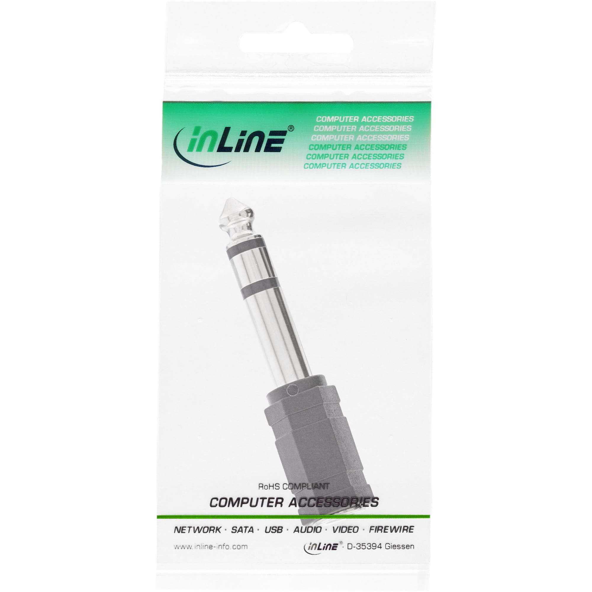 InLine Audio Adapter - 6,3mm Klinke Stecker an 3,5mm Klinke Buchse - Stereo
