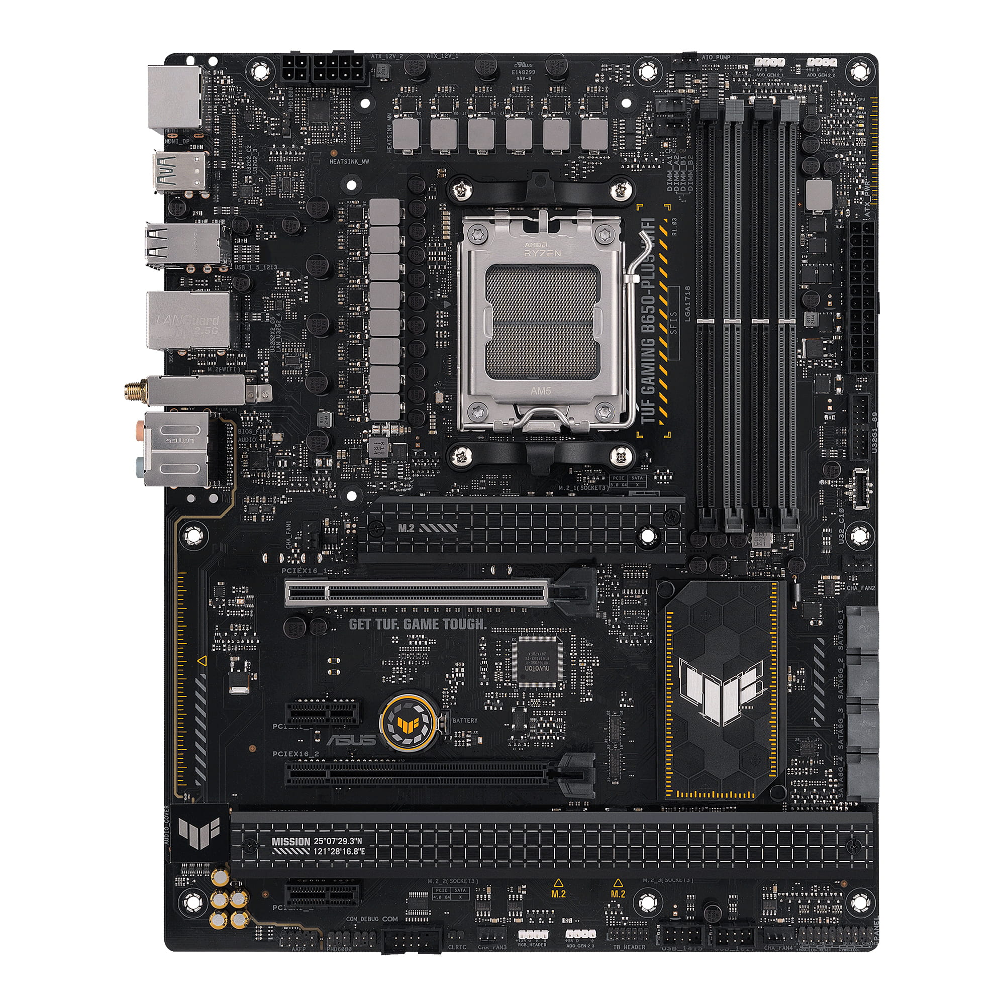ASUS TUF Gaming B650-Plus WiFi - Motherboard - ATX - Socket AM5 - AMD B650 Chipsatz - USB-C 3.2 Gen 2x2, USB 3.1 Gen 2, USB 3.2 Gen 2, USB-C 3.2 Gen2, USB-C 3.2 Gen 1 - 2.5 Gigabit LAN, Wi-Fi 6, Bluetooth - Onboard-Grafik (CPU erforderlich)