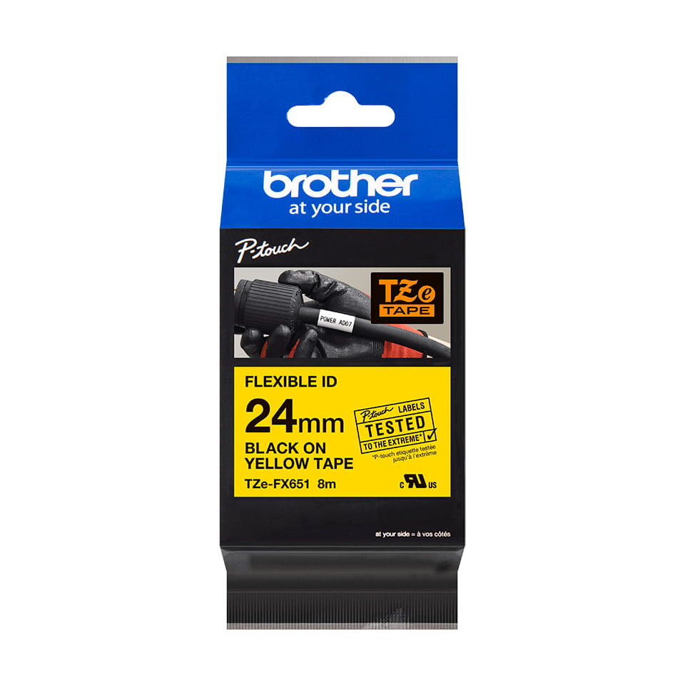 Brother TZe-FX651 - Schwarz auf Gelb - Rolle (2,4 cm x 8 m)