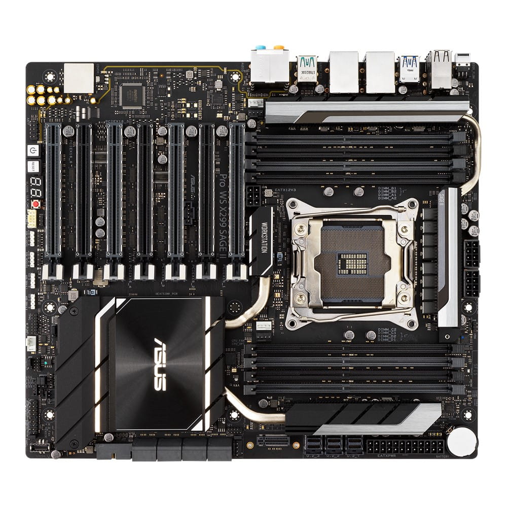 ASUS Pro WS X299 Sage II - Motherboard - SSI CEB - LGA2066 Socket - X299 Chipsatz - USB-C Gen2, USB 3.2 Gen 1, USB 3.2 Gen 2 - 2 x Gigabit LAN - HD Audio (8-Kanal)