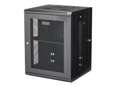 StarTech.com 15HE Wandmontage Server Rack - bis zu 51cm tief - Gehäuse mit Scharnier - Netzwerkschrank - Server Schrank - Schrank Netzwerkschrank - 4 Pfosten - geeignet für Wandmontage - Schwarz - 15U (16")