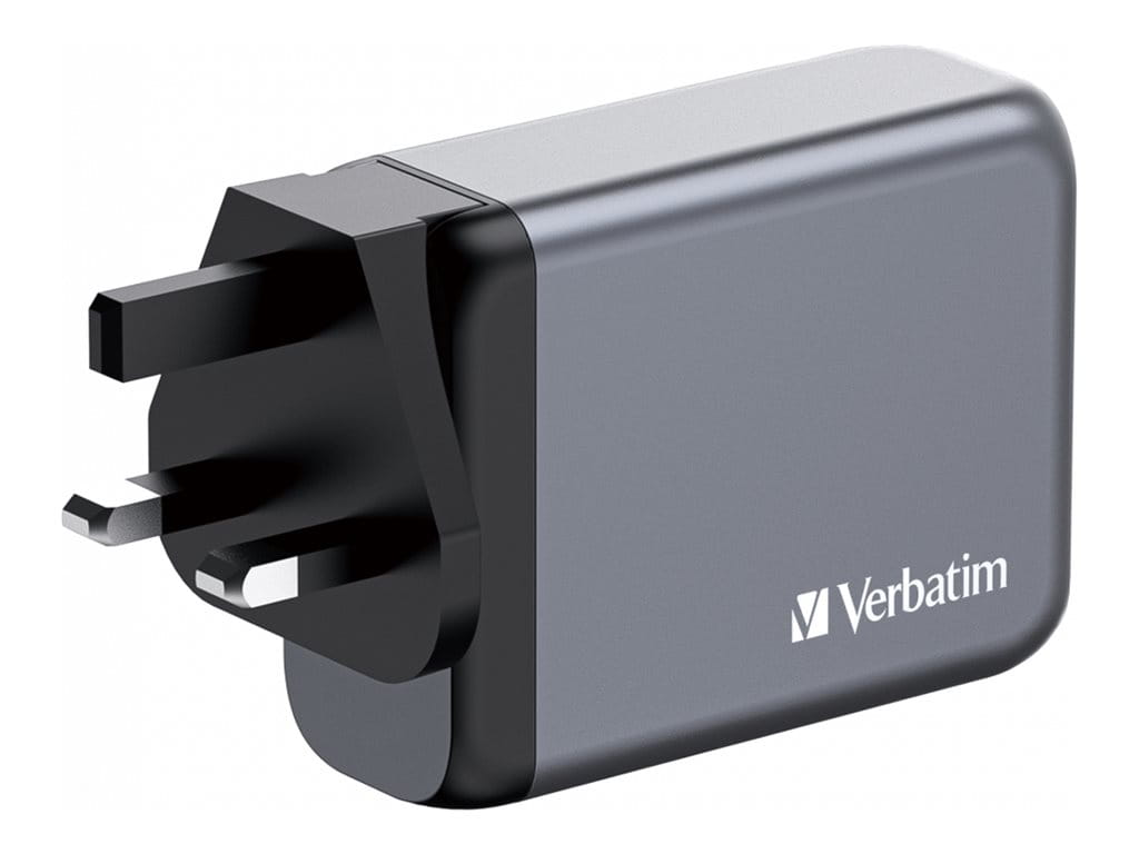 Verbatim Netzteil - GaN - 100 Watt - 5 A - PD 3.0, QC 3.0, PD/PPS - 4 Ausgabeanschlussstellen (USB, 3 x USB-C)