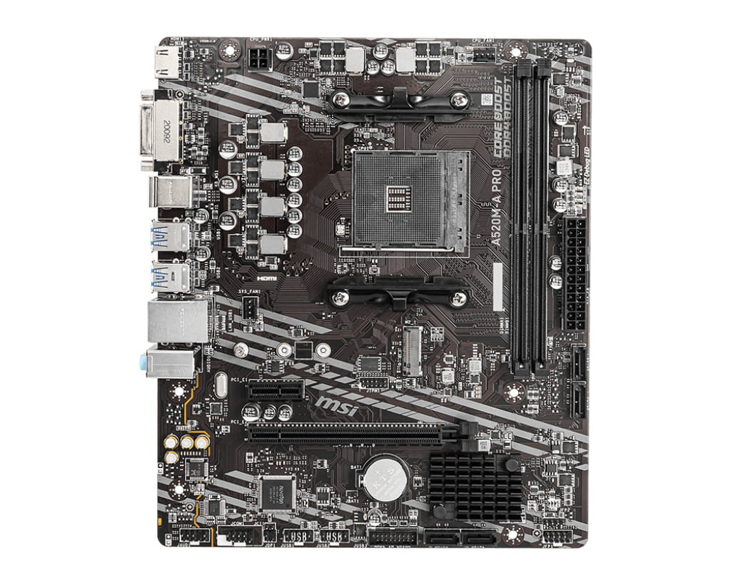 MSI A520M-A PRO - Motherboard - micro ATX - Socket AM4 - AMD A520 Chipsatz - USB 3.2 Gen 1 - Gigabit LAN - Onboard-Grafik (CPU erforderlich)