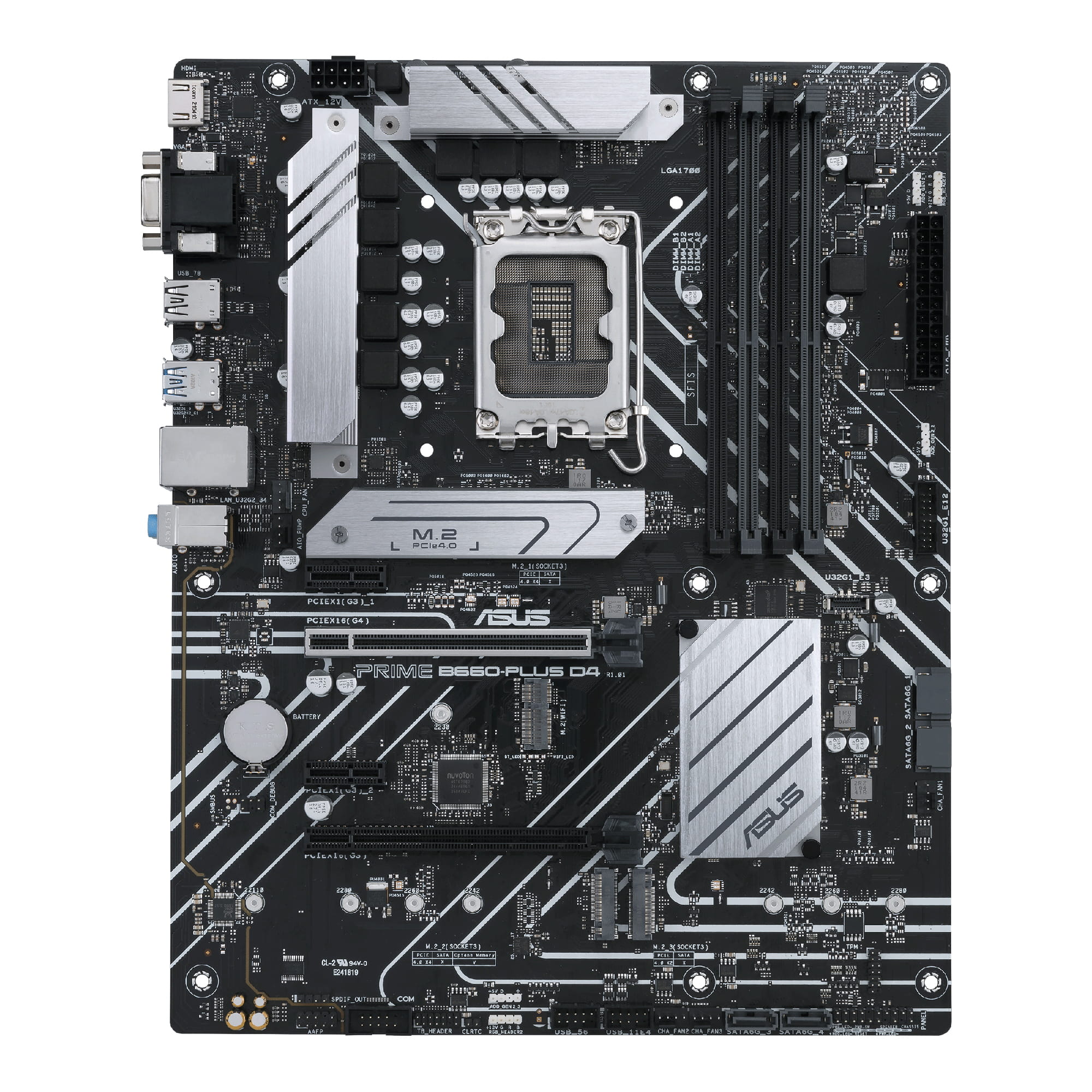 ASUS PRIME B660-PLUS D4 - Motherboard - ATX - LGA1700-Sockel - B660 Chipsatz - USB-C 3.2 Gen 2x2, USB 3.2 Gen 2, USB 3.2 Gen 1, USB-C 3.2 Gen 1 - 2.5 Gigabit LAN - Onboard-Grafik (CPU erforderlich)